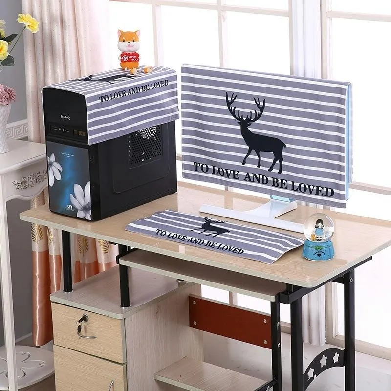 22” Desktop Computer LCD Monitor Dust-Proof Cover | Cloth Material | Grey Deer