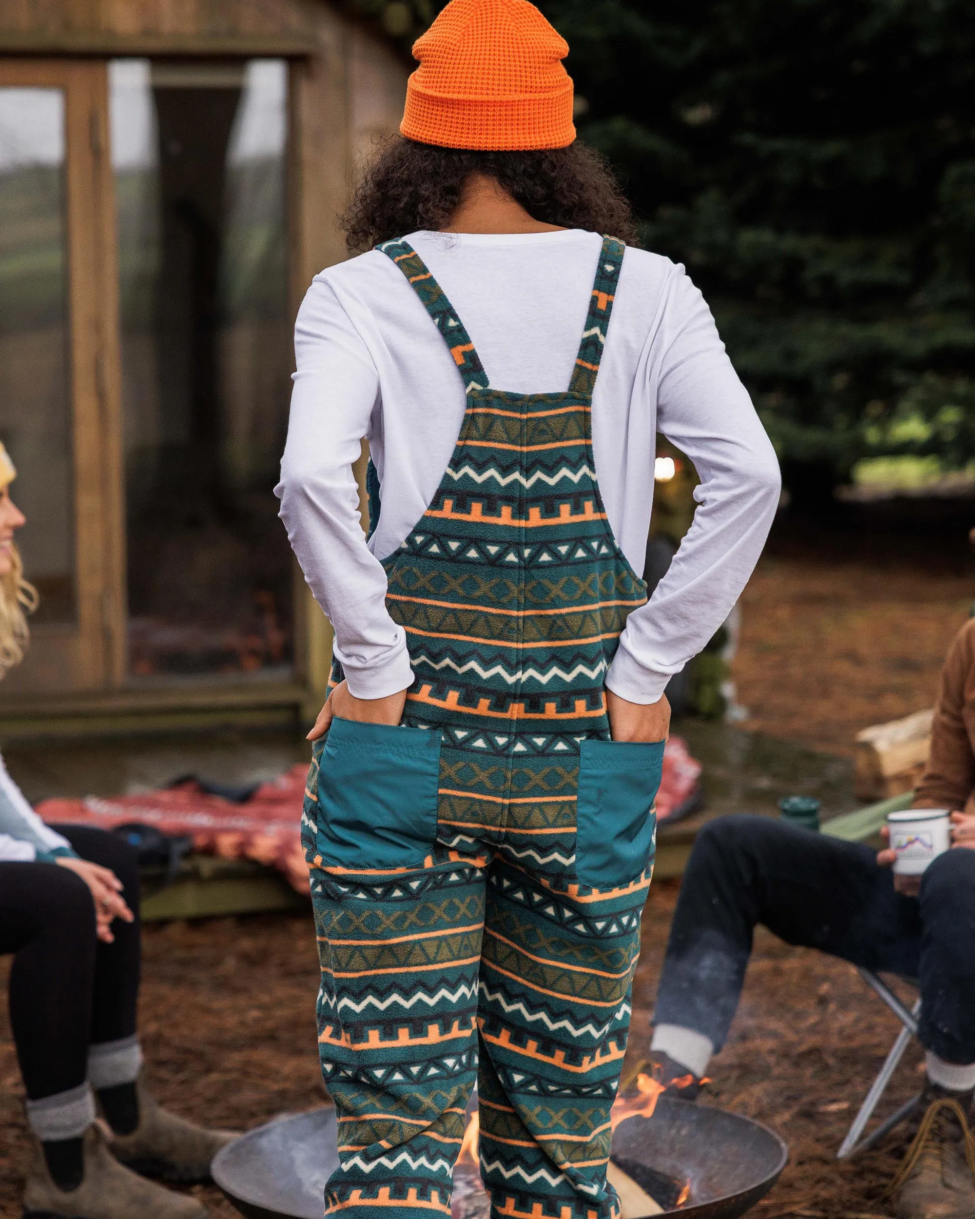 Ace Recycled Polar Fleece Dungarees - Retro Geo Mediterranean