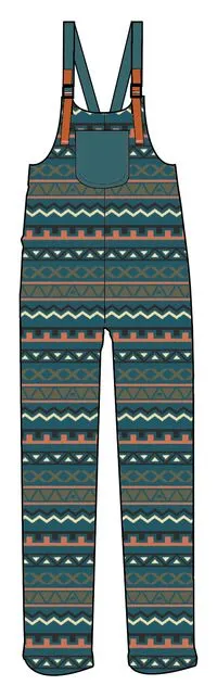 Ace Recycled Polar Fleece Dungarees - Retro Geo Mediterranean