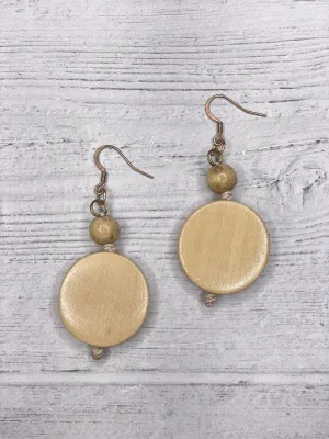 Alisha D Neutral Wood Bead Earrings