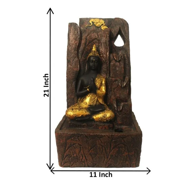 Art N Hub Loard Gautm Buddha Fengshui Antique Look Water Fountain Interior Decoration Items for Home Best As Gift Items for Home Decoration (28 x 20 x 54 CM | Brown & Golden)