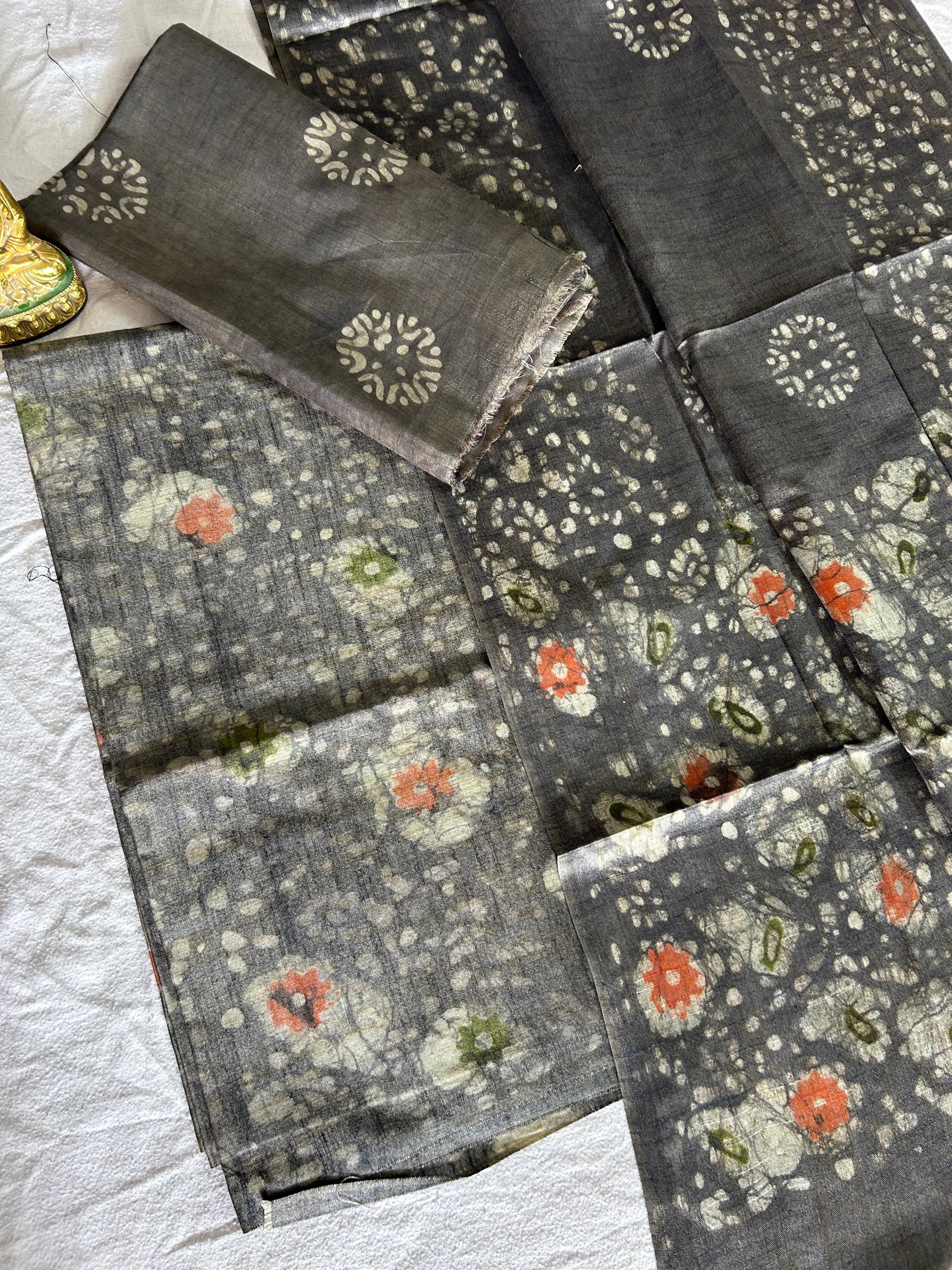 Batik Tussar Silk Cotton Dress Material