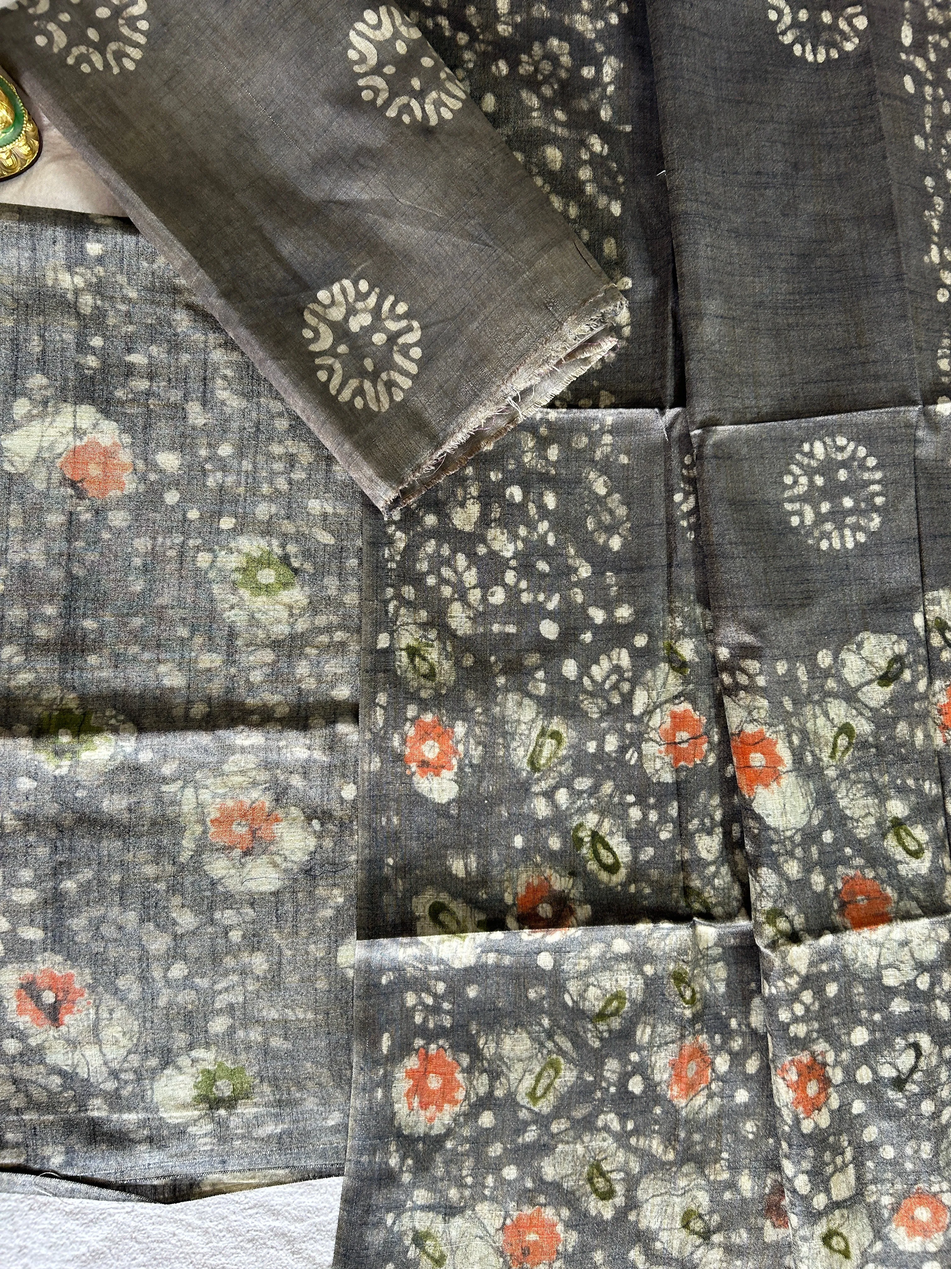 Batik Tussar Silk Cotton Dress Material