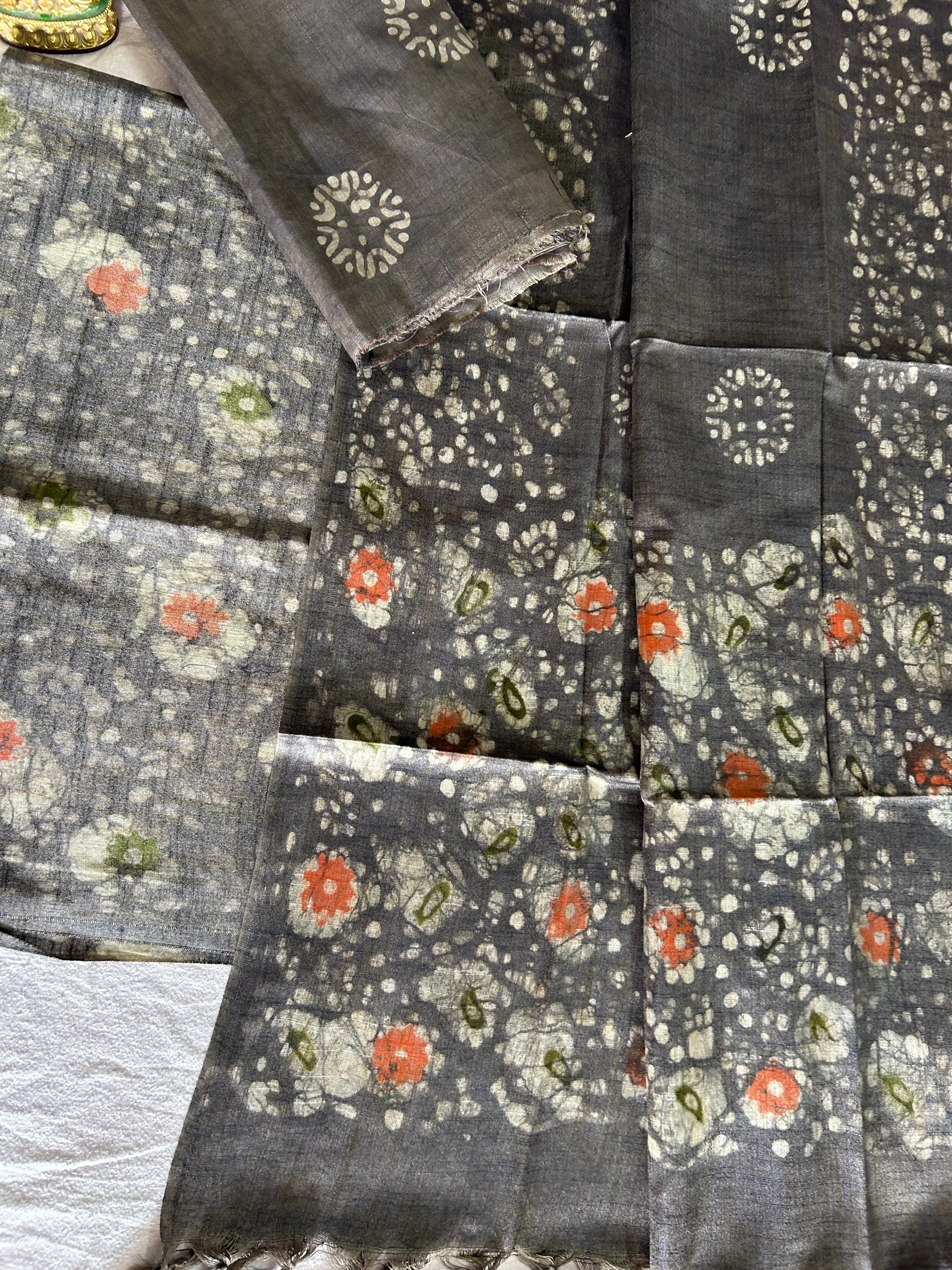 Batik Tussar Silk Cotton Dress Material