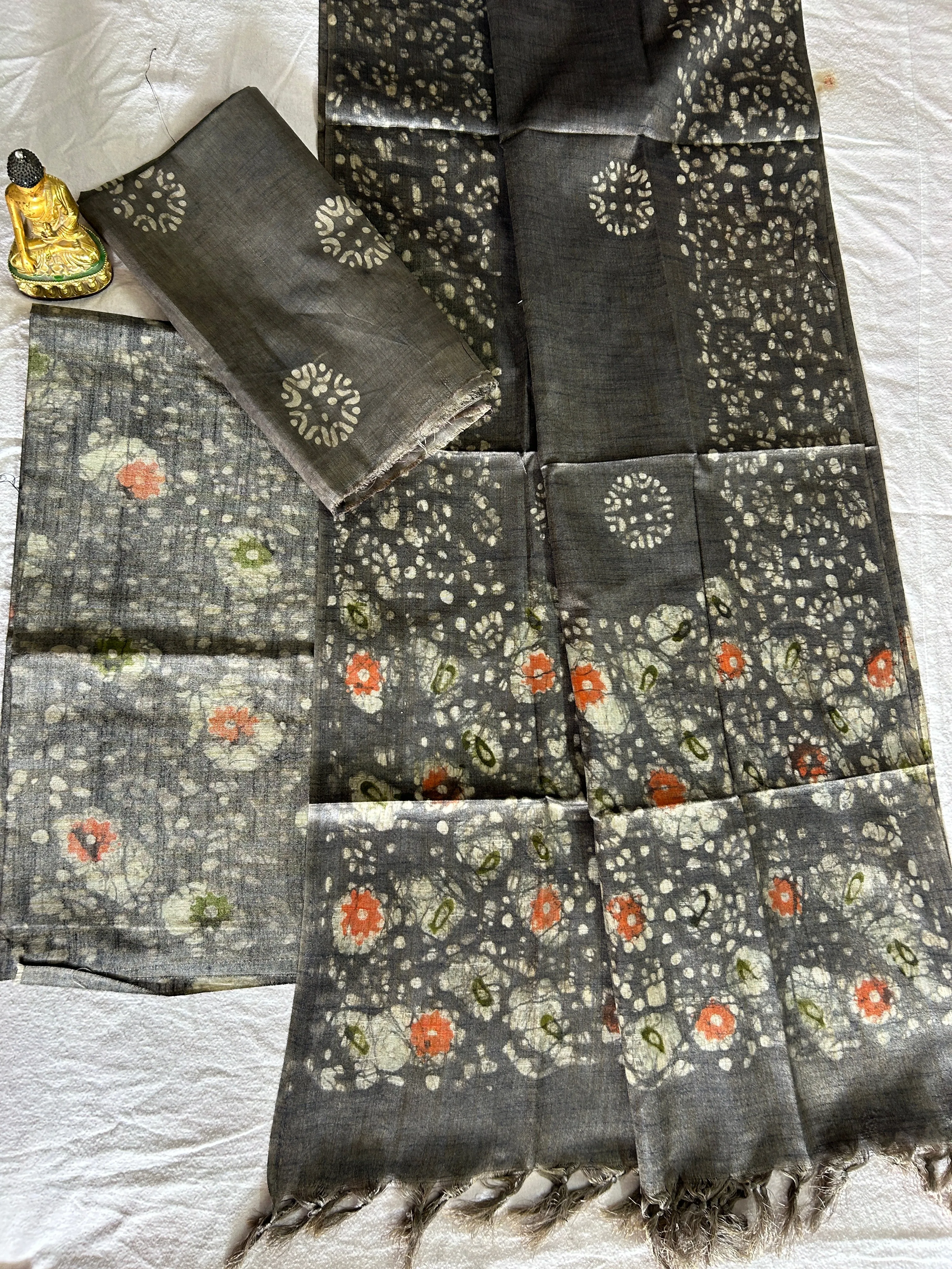 Batik Tussar Silk Cotton Dress Material