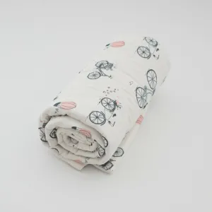 Bicycle Daydream Handcrafted Muslin Baby Quilt