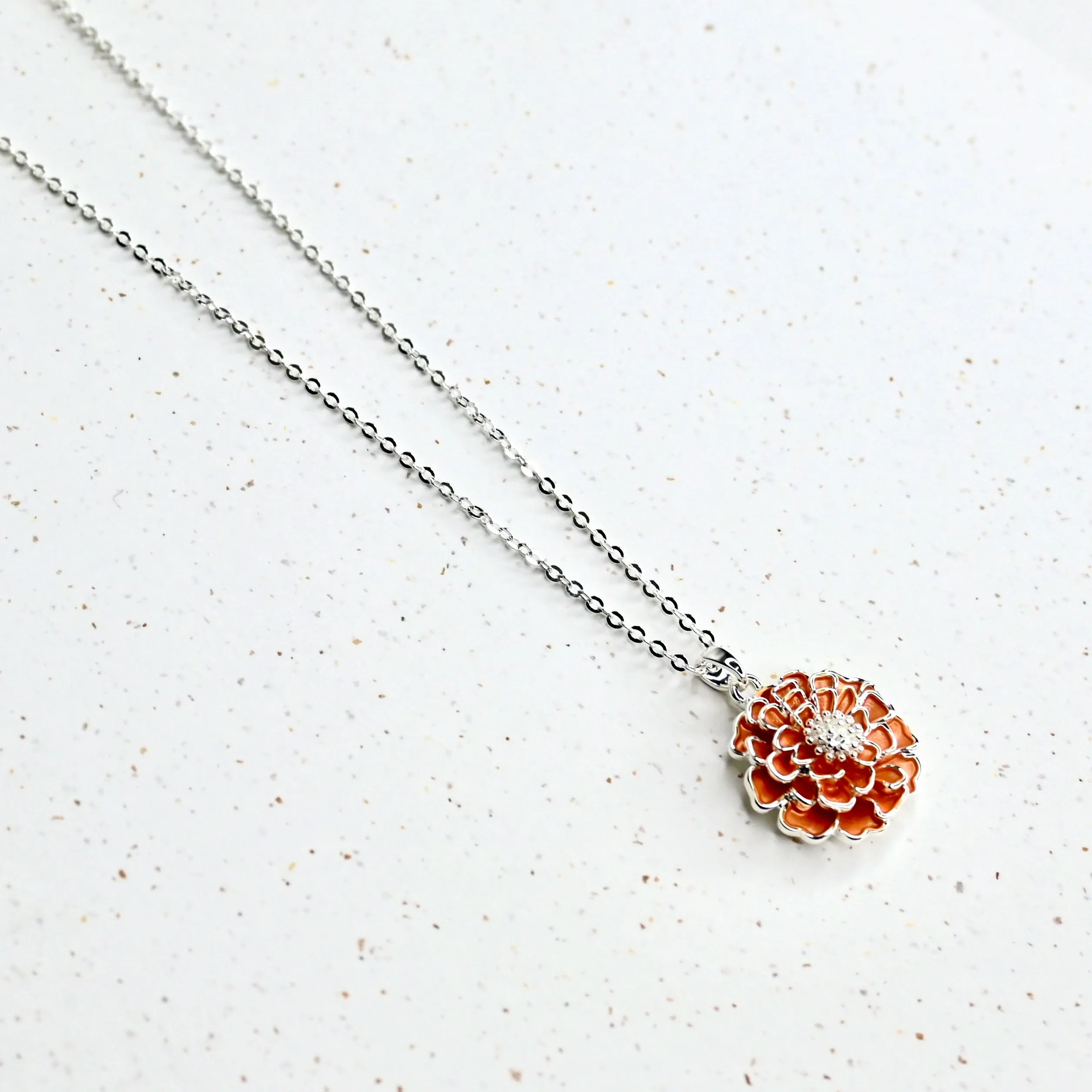 Chawton Marigold Handcrafted Necklace in Silver