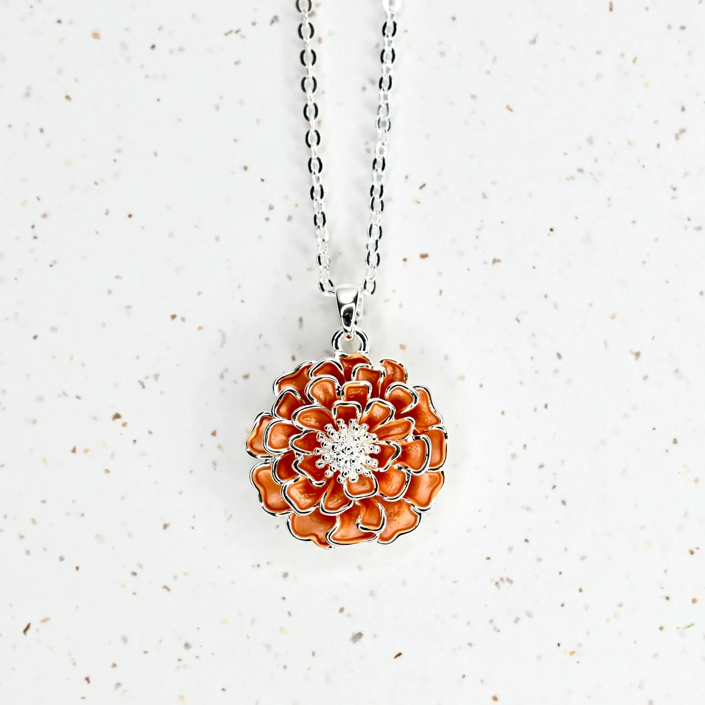 Chawton Marigold Handcrafted Necklace in Silver