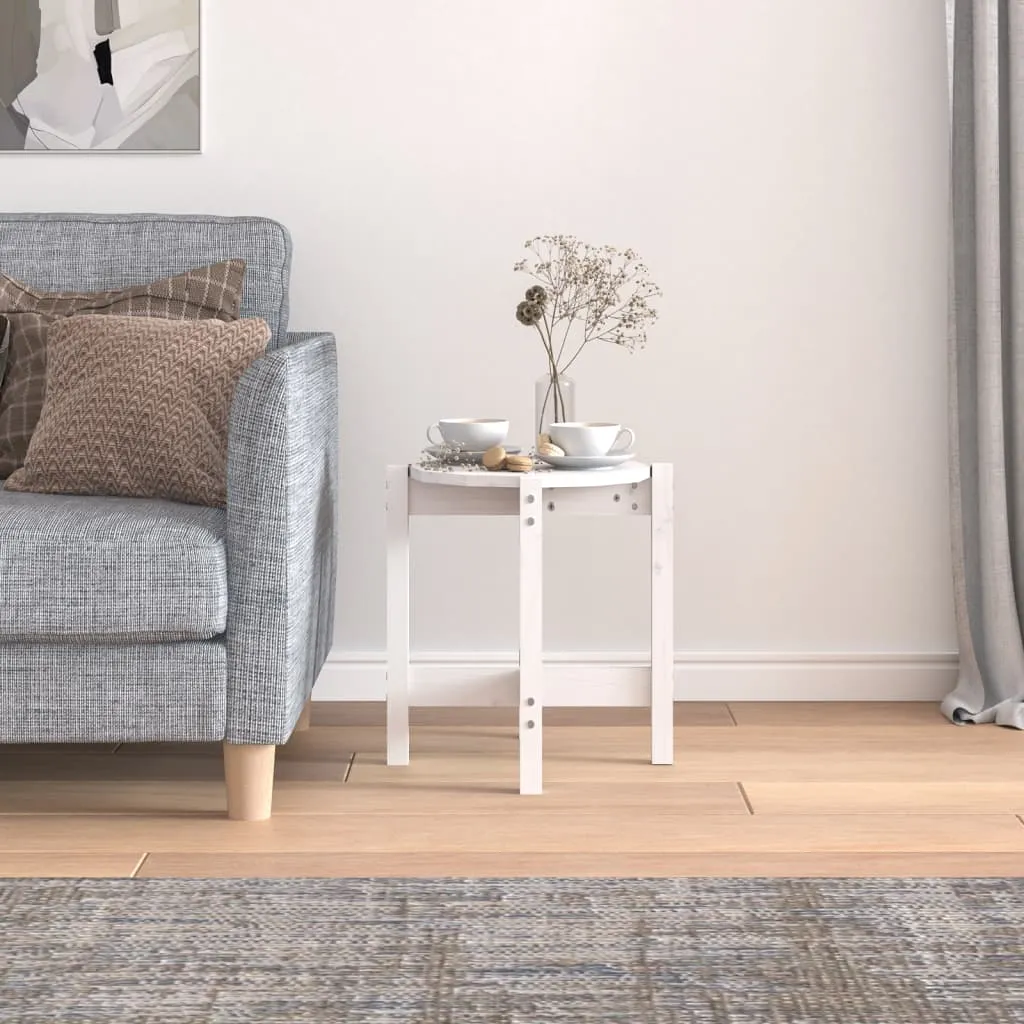 Coffee Table White Ø 42.5x45 cm Solid Wood Pine