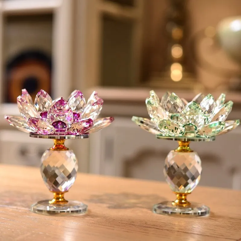 Crystal Glass Lotus Flower Candle Holder