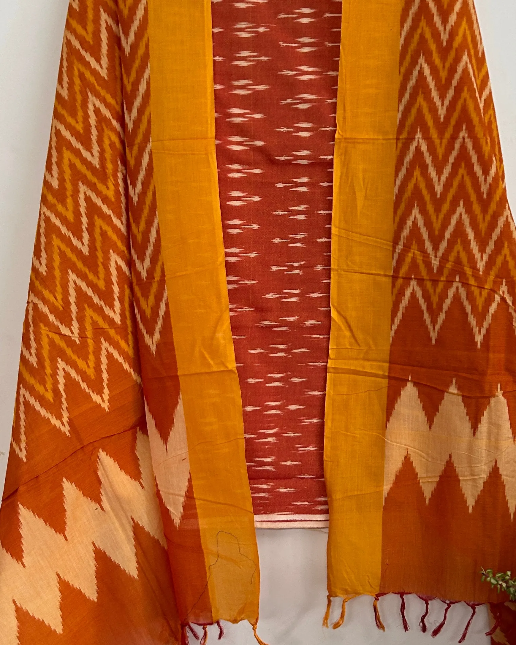 Double Ikat Mercerized Cotton Dress Material