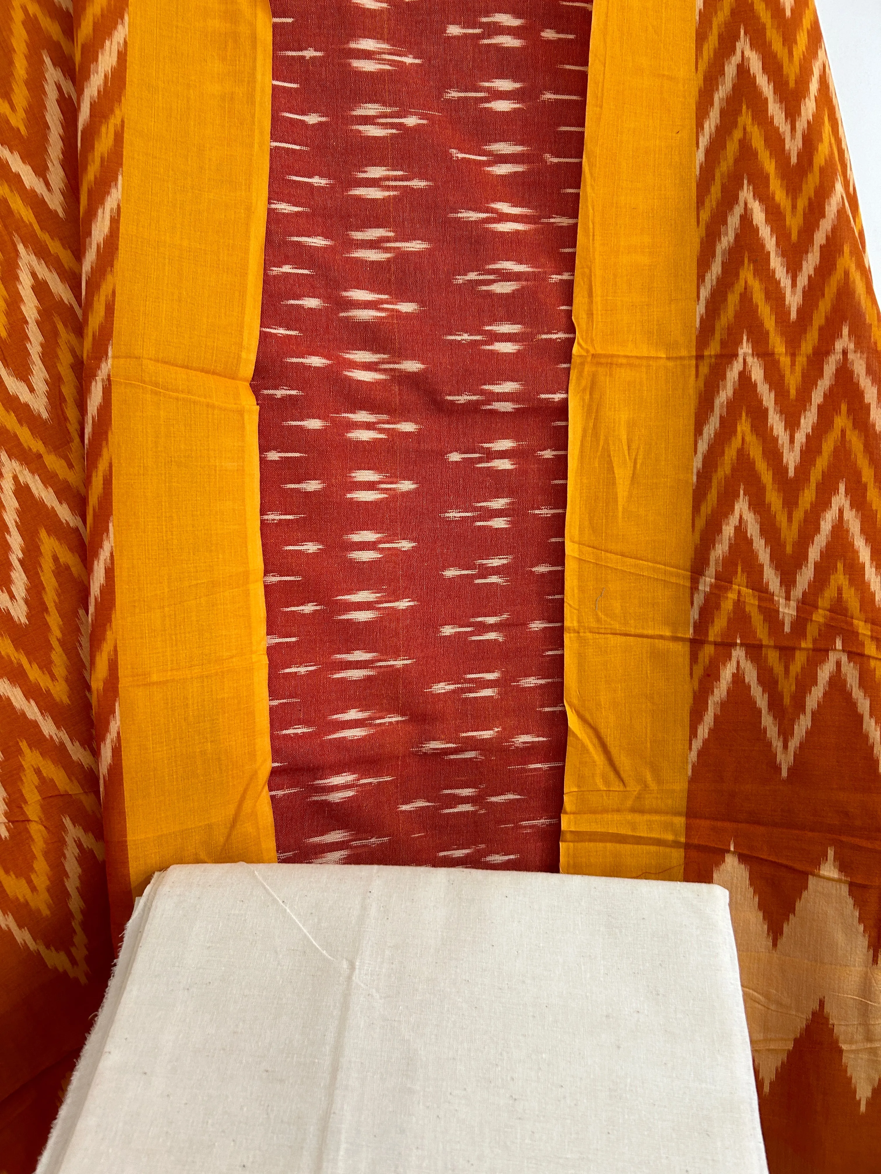 Double Ikat Mercerized Cotton Dress Material