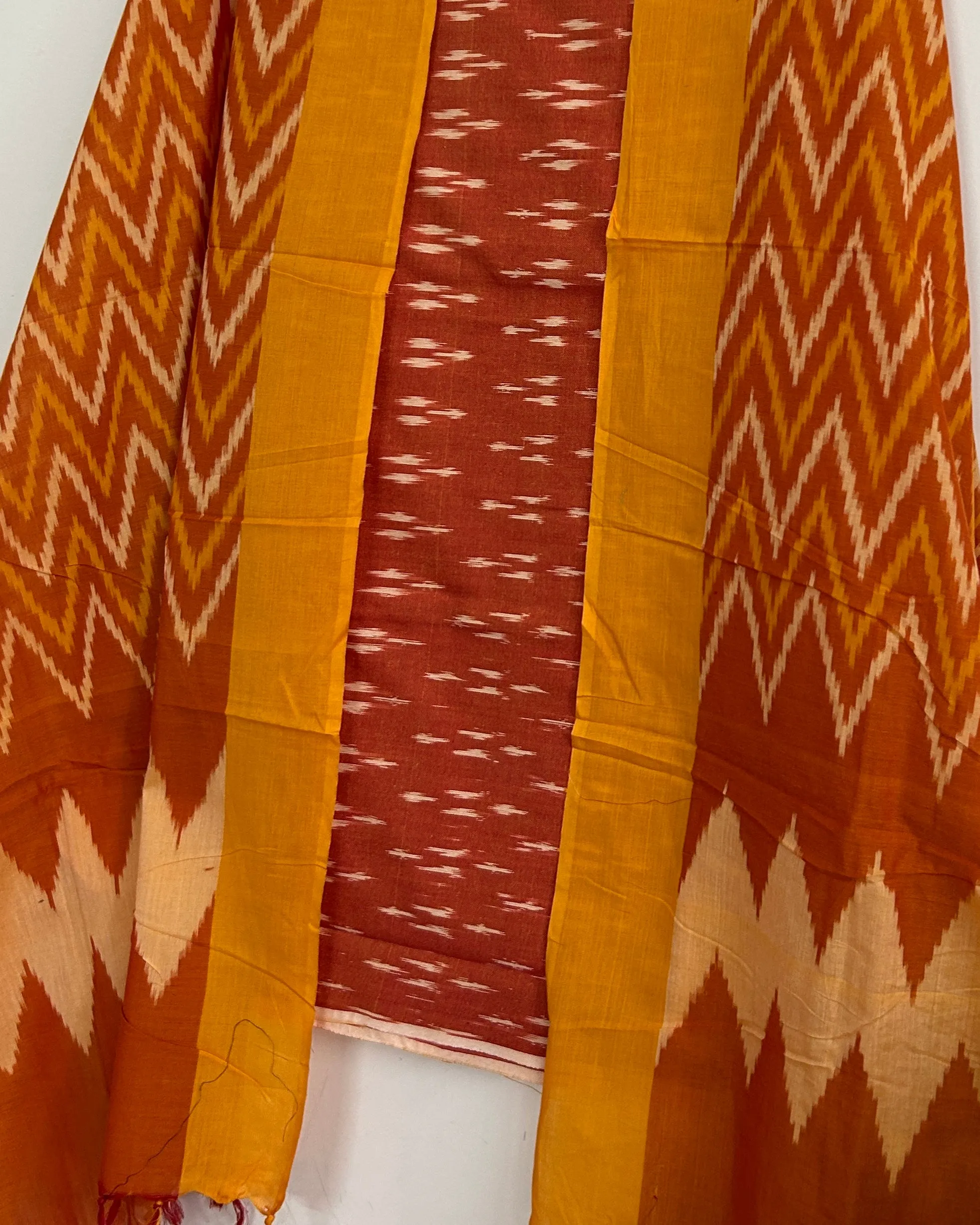 Double Ikat Mercerized Cotton Dress Material