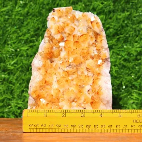 Excel Citrine Geode Cathedral Crystal Cluster | Home Decoration Raw Quartz Minerals Chakra Reiki Crystal | Healing Crystals Natural Rough Stones Crystal| 7 X 4.6 X 3.8 Inch