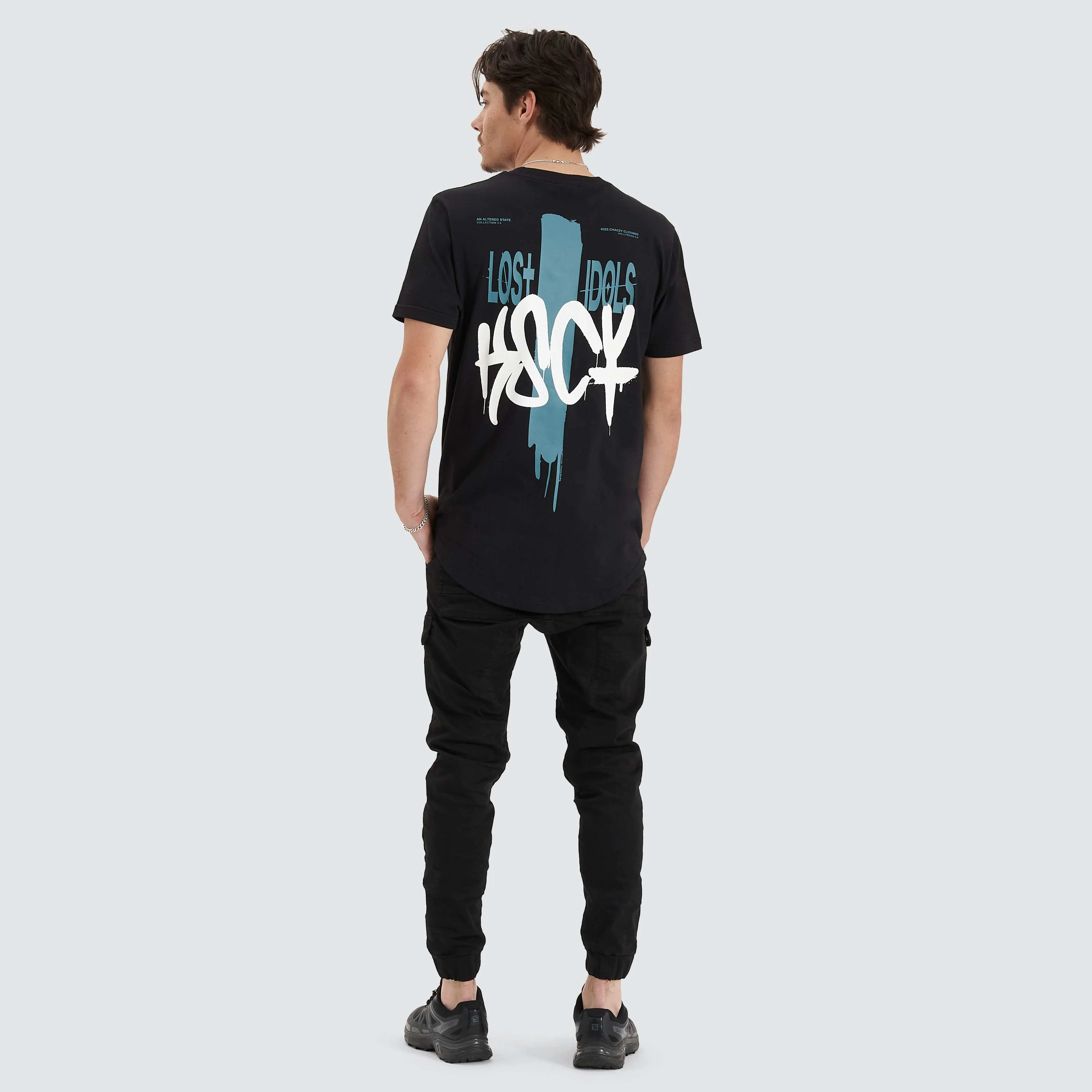 Faded Echo Dual Curved Tee Jet Black