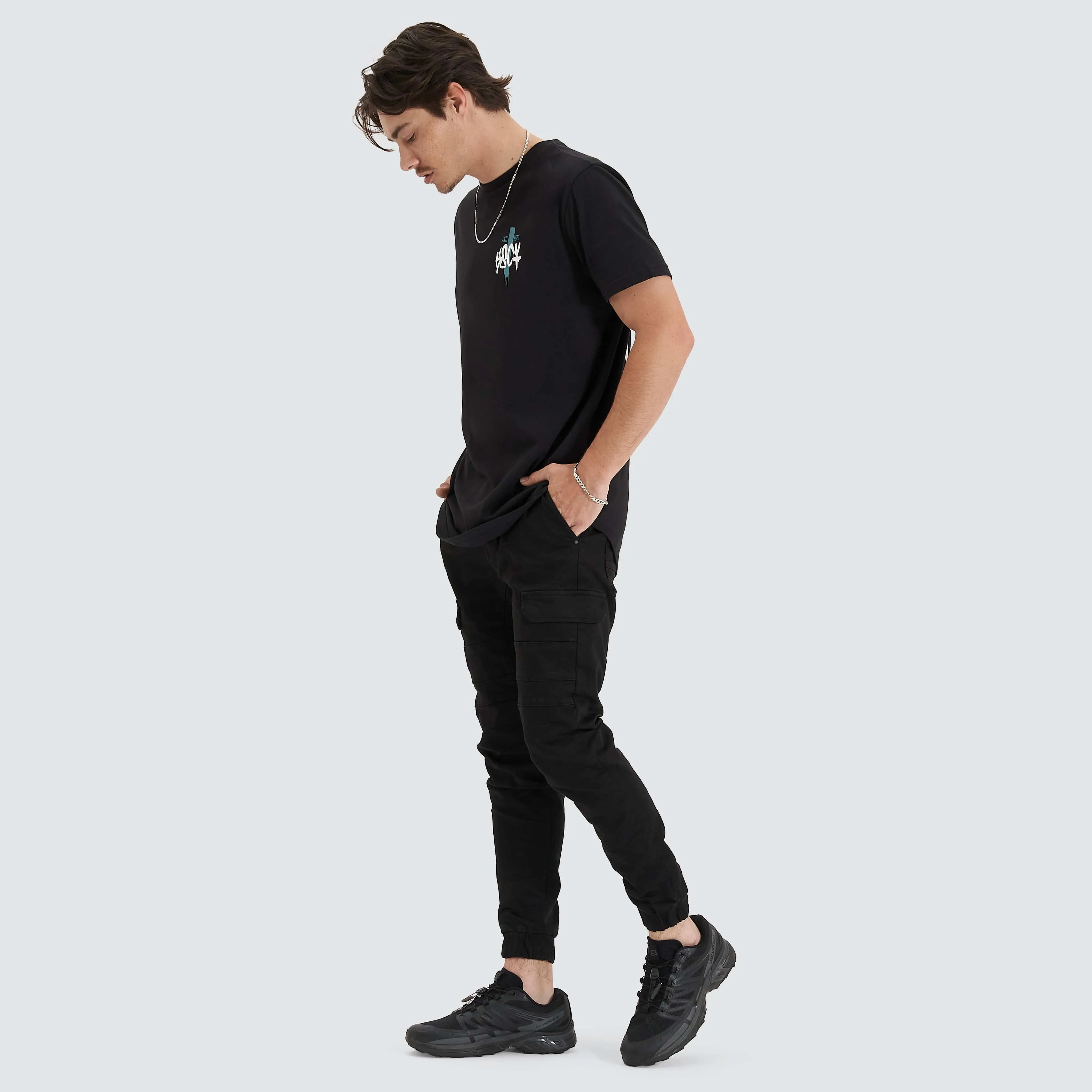 Faded Echo Dual Curved Tee Jet Black
