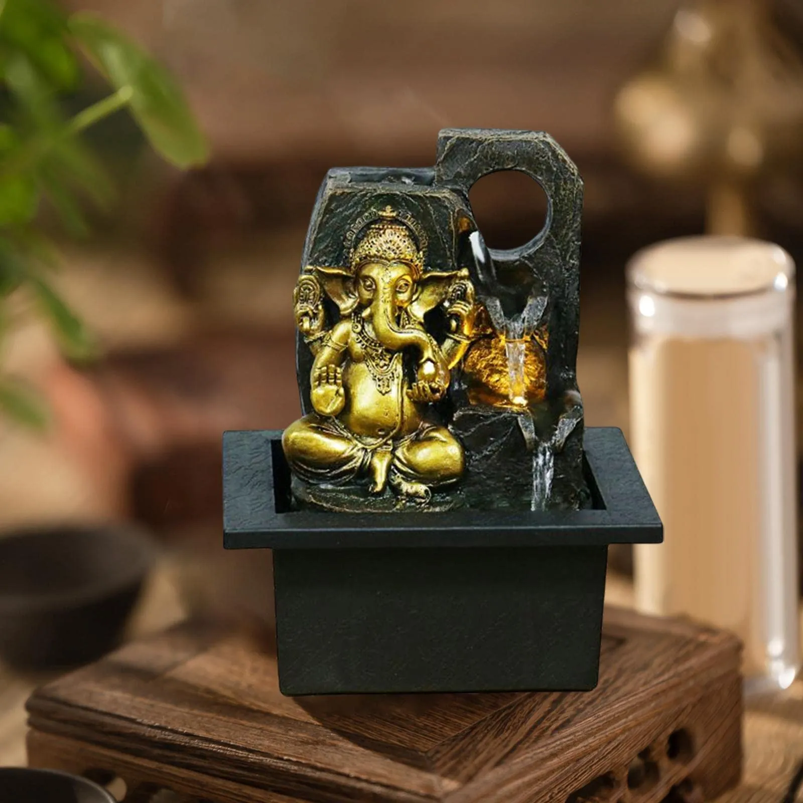 FASHIONMYDAY Ganesha Statues Indoor Tabletop Fountain Collectibles Decorative Gift 16.5cmx13cmx21cm Home and Garden | Home Decor | Figurines| Figurine