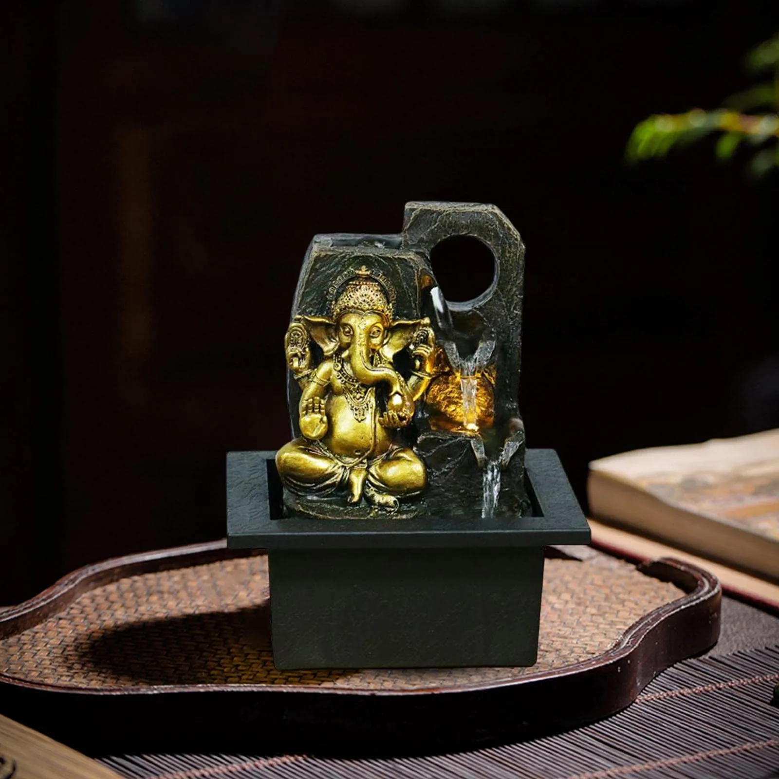 FASHIONMYDAY Ganesha Statues Indoor Tabletop Fountain Collectibles Decorative Gift 16.5cmx13cmx21cm Home and Garden | Home Decor | Figurines| Figurine