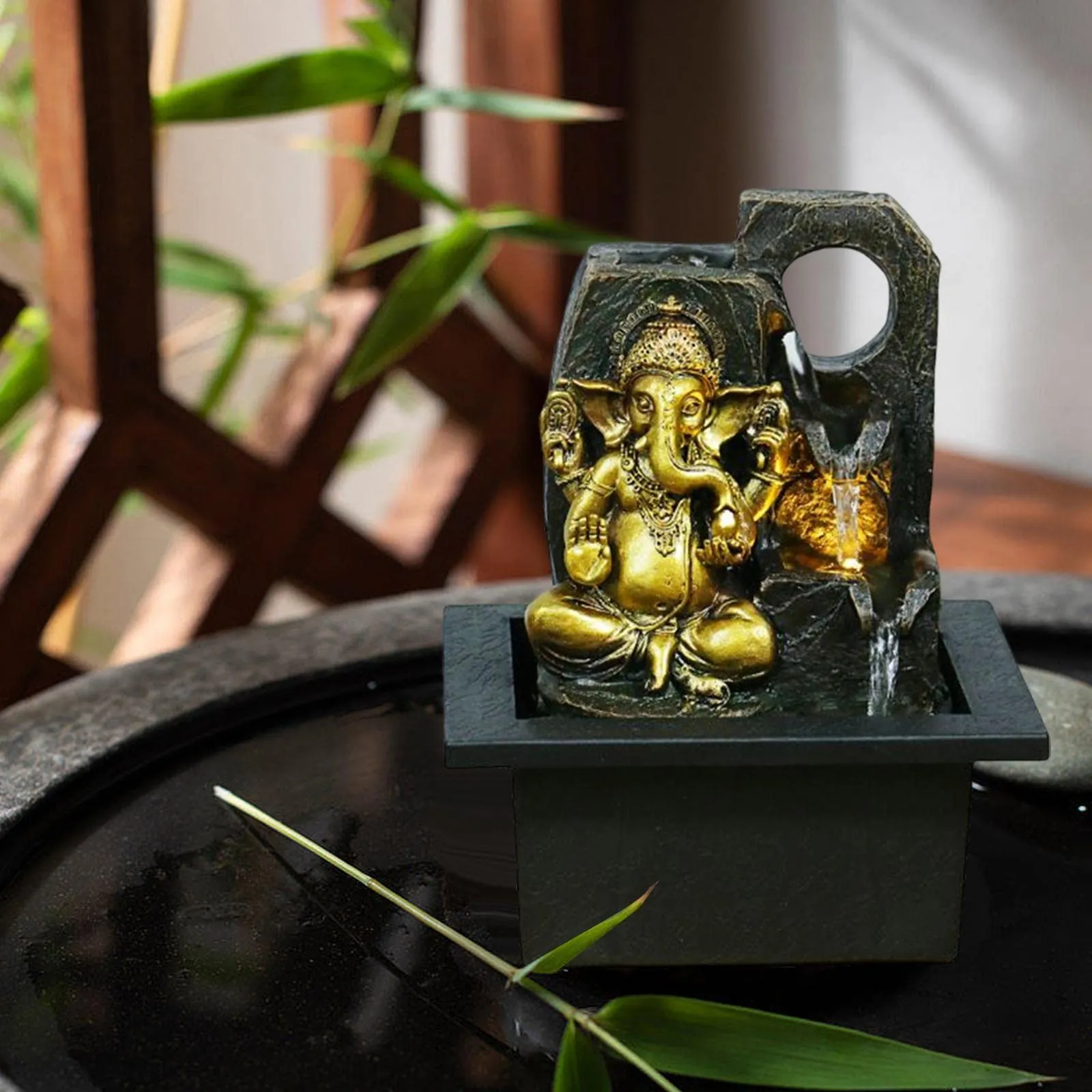 FASHIONMYDAY Ganesha Statues Indoor Tabletop Fountain Collectibles Decorative Gift 16.5cmx13cmx21cm Home and Garden | Home Decor | Figurines| Figurine