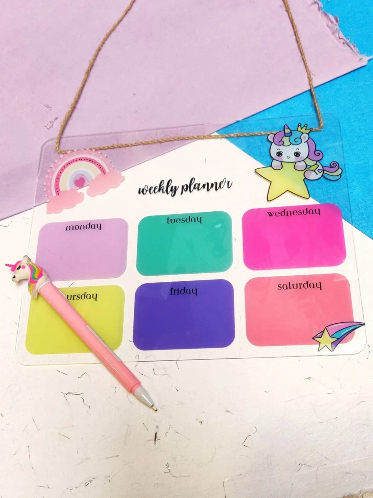 Handcrafted Acrylic Weekly Planner For Kids