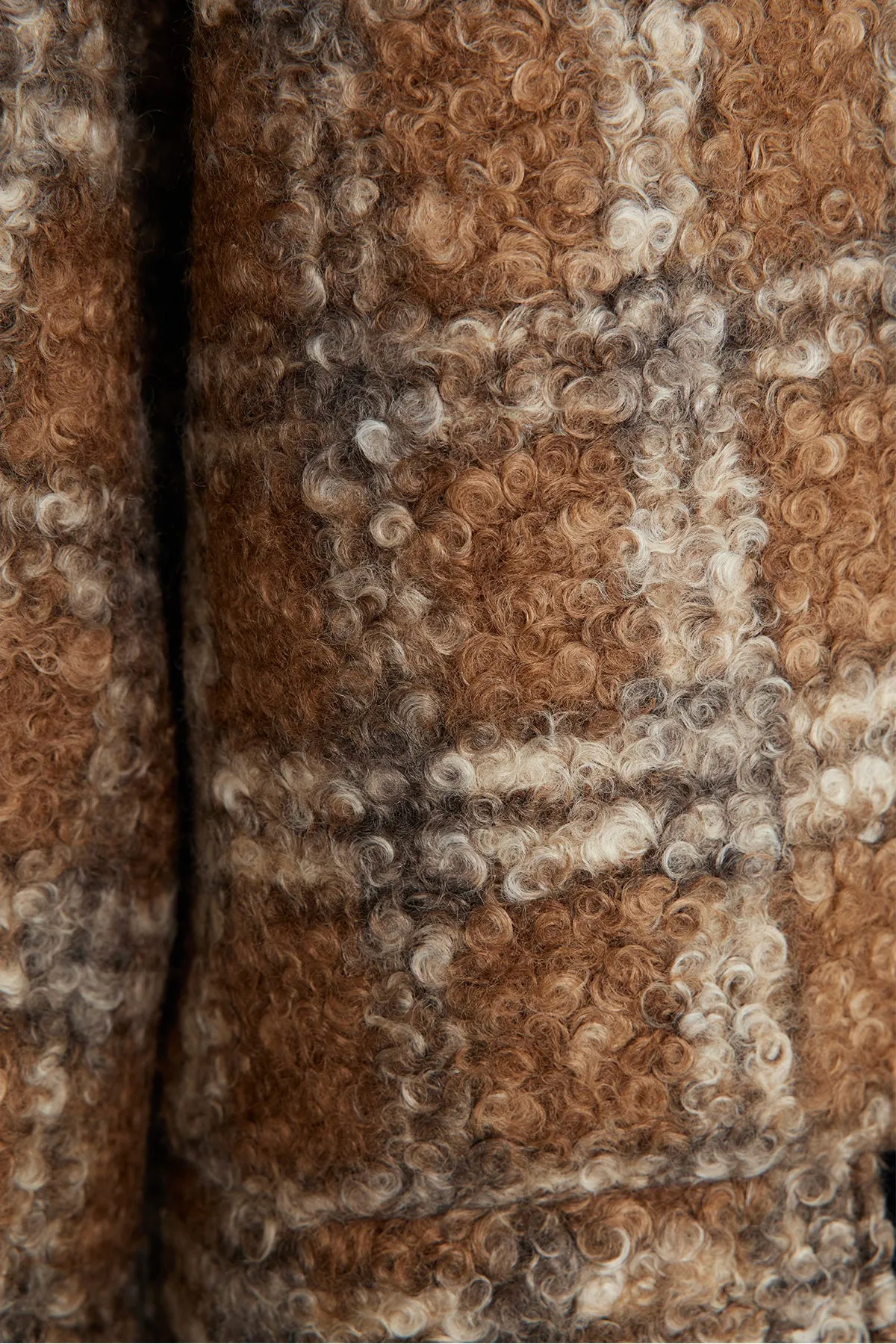 Handcrafted Embroidered Button Grid Wool Coat