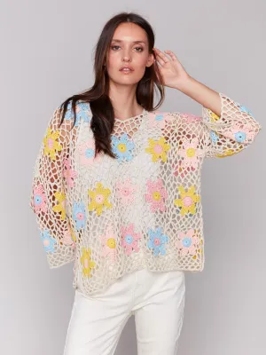 Handcrafted Floral Crochet Top - Natural