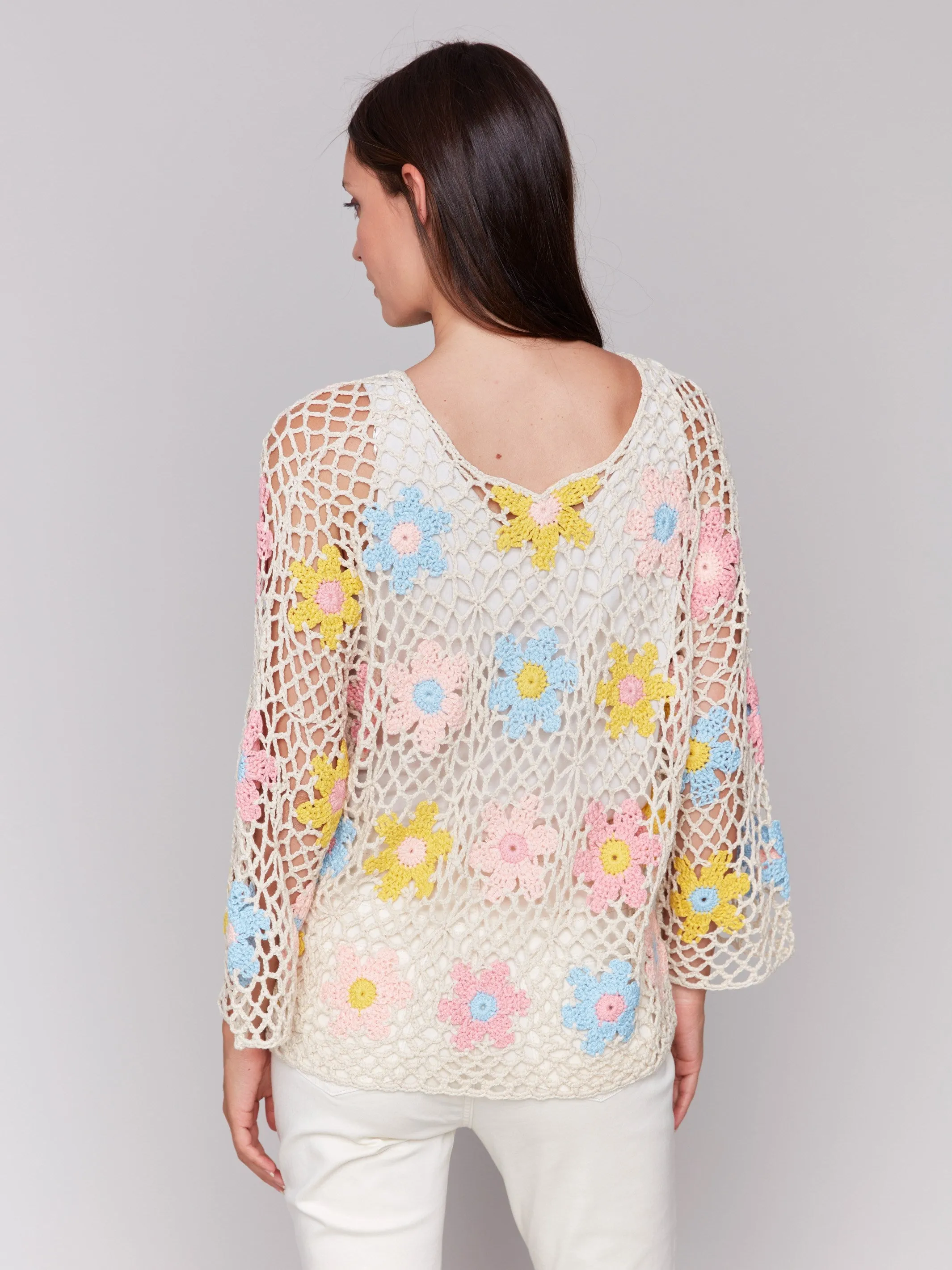 Handcrafted Floral Crochet Top - Natural