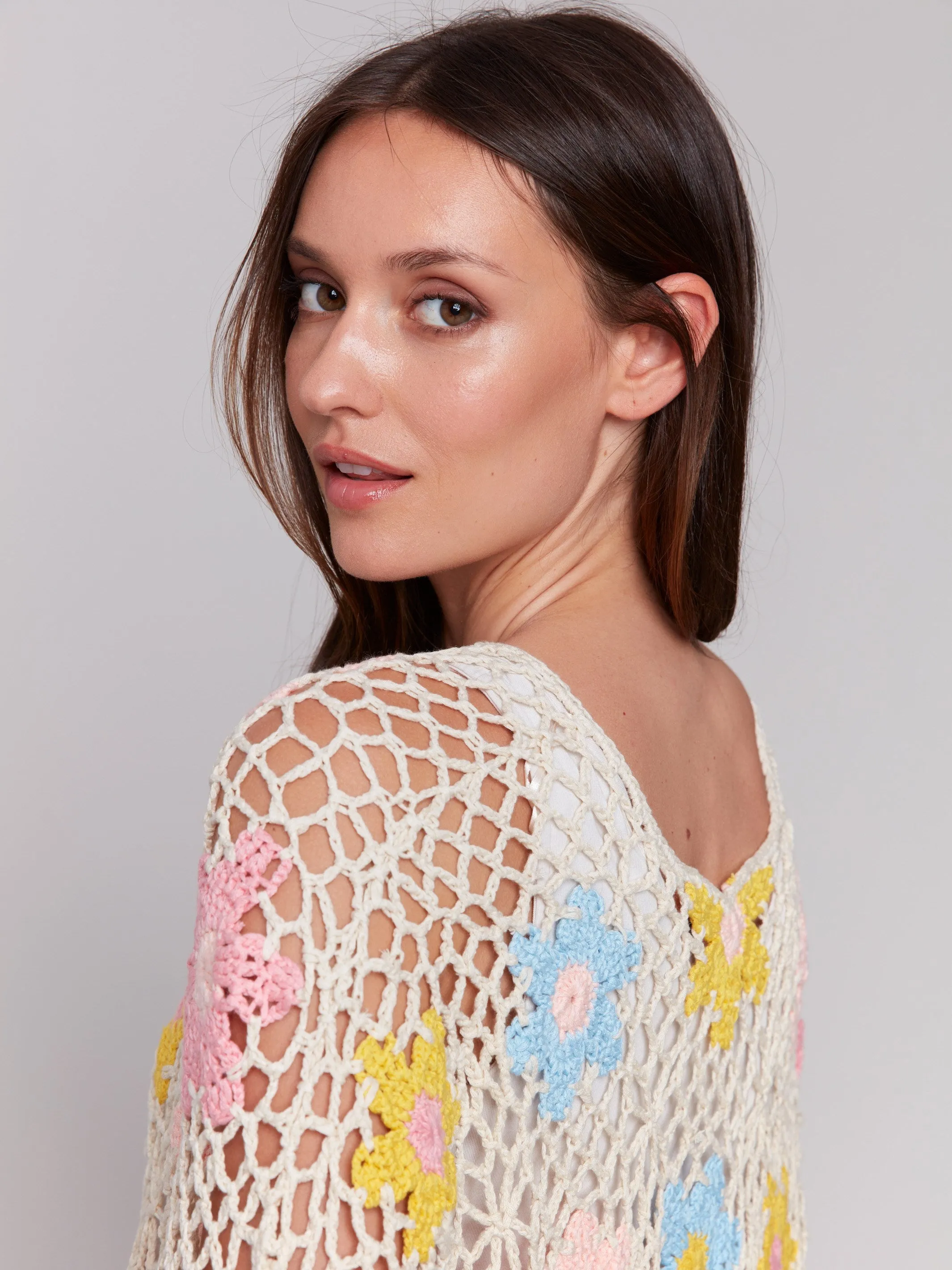 Handcrafted Floral Crochet Top - Natural