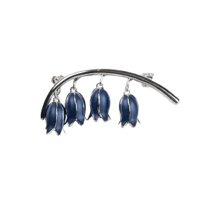 Hartfield Handcrafted Bluebell Brooch in Silver