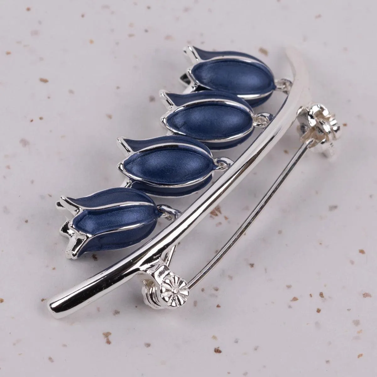 Hartfield Handcrafted Bluebell Brooch in Silver