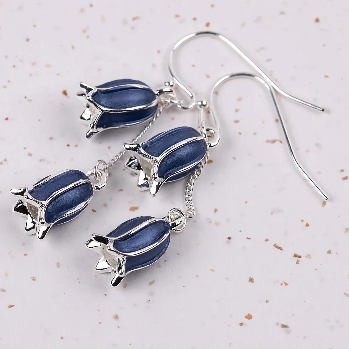 Hartfield Handcrafted Bluebell Earrings in Silver