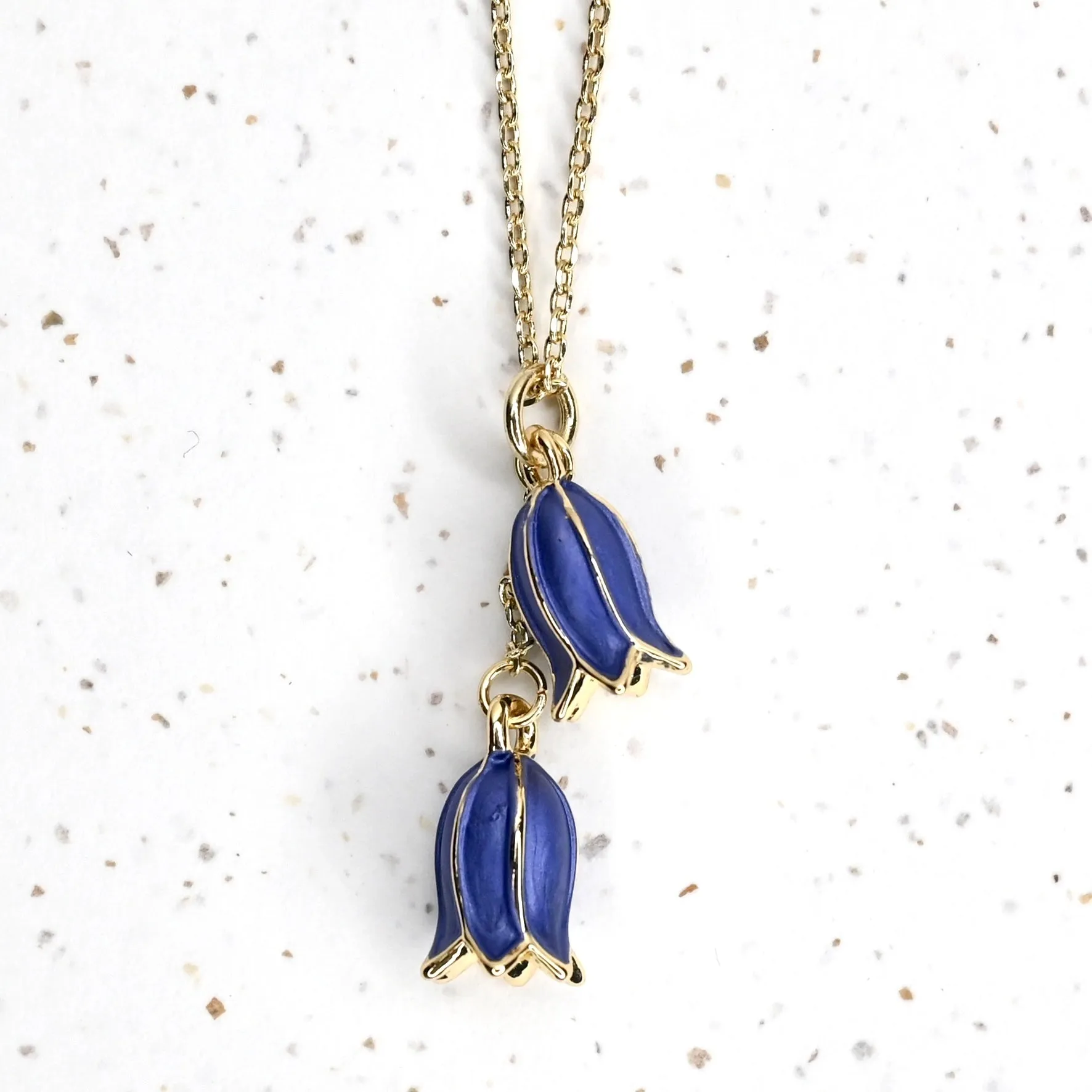 Hartfield Handcrafted Bluebell necklace in gold