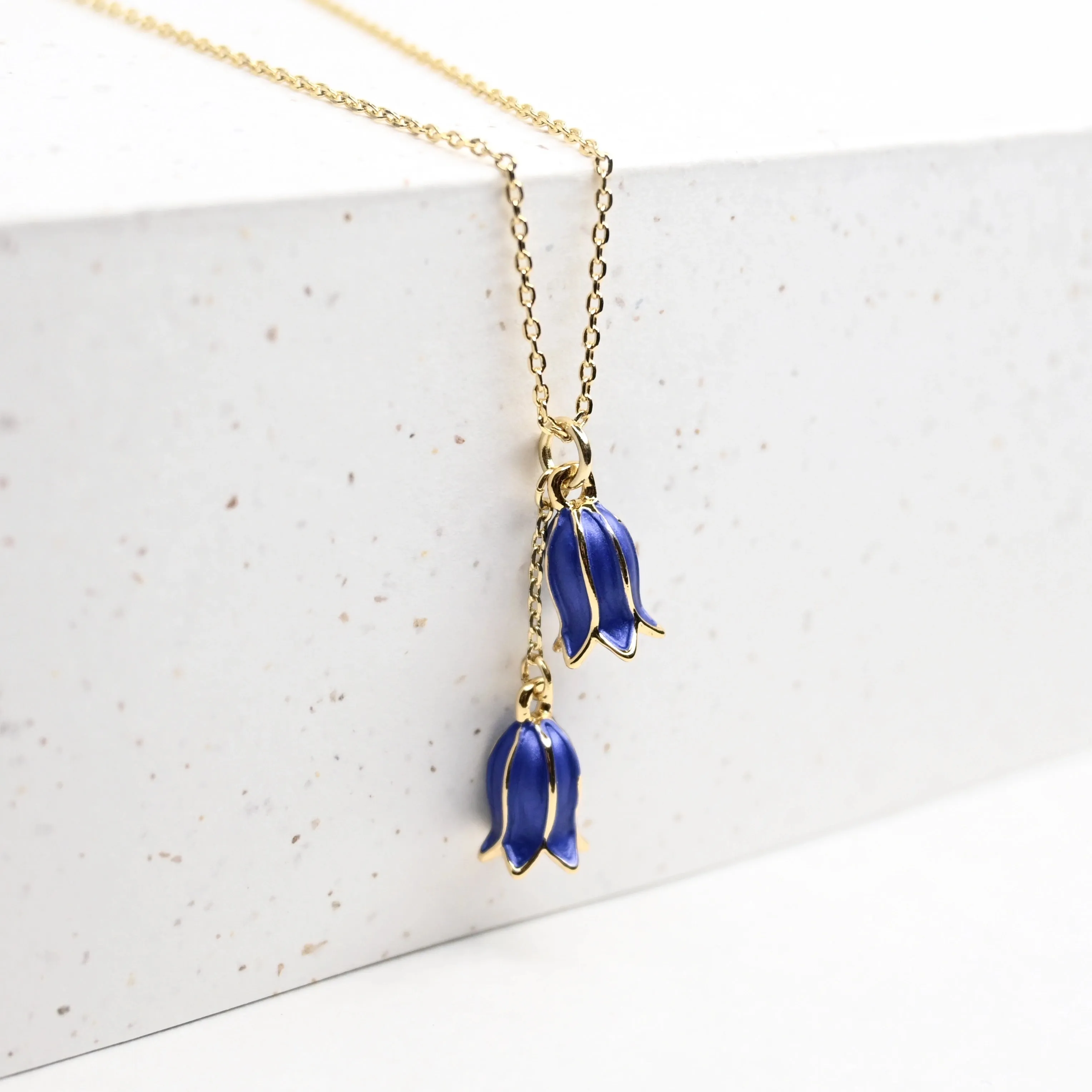 Hartfield Handcrafted Bluebell necklace in gold