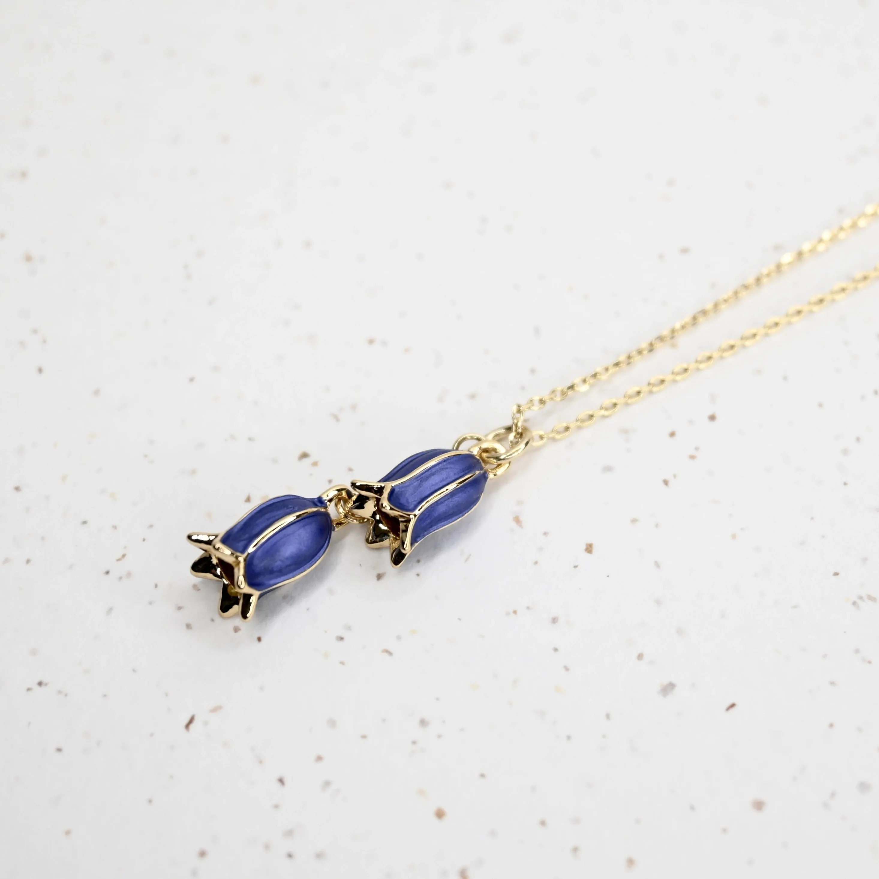 Hartfield Handcrafted Bluebell necklace in gold