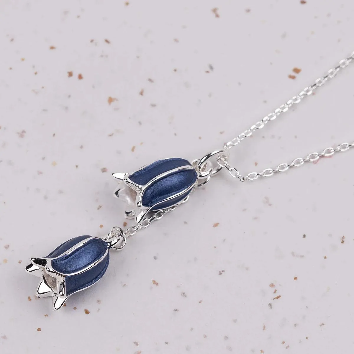 Hartfield Handcrafted Bluebell Necklace in Silver