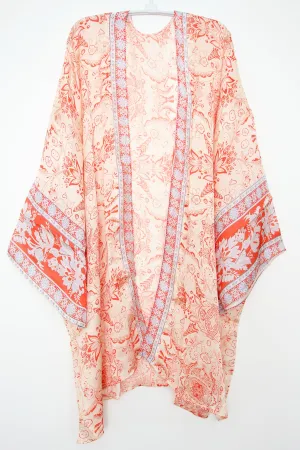 Kimono Robe Satin Traditional Orange