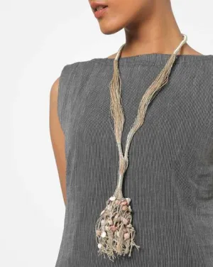 Long Jute And Seashell Necklace