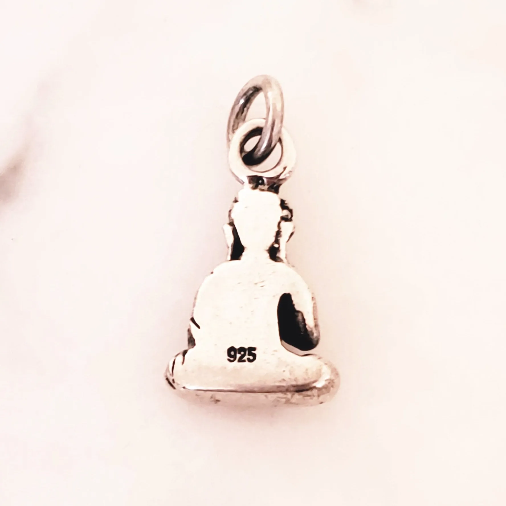 Mini Sitting Buddha Charm .925 Sterling Silver Yoga Pendant