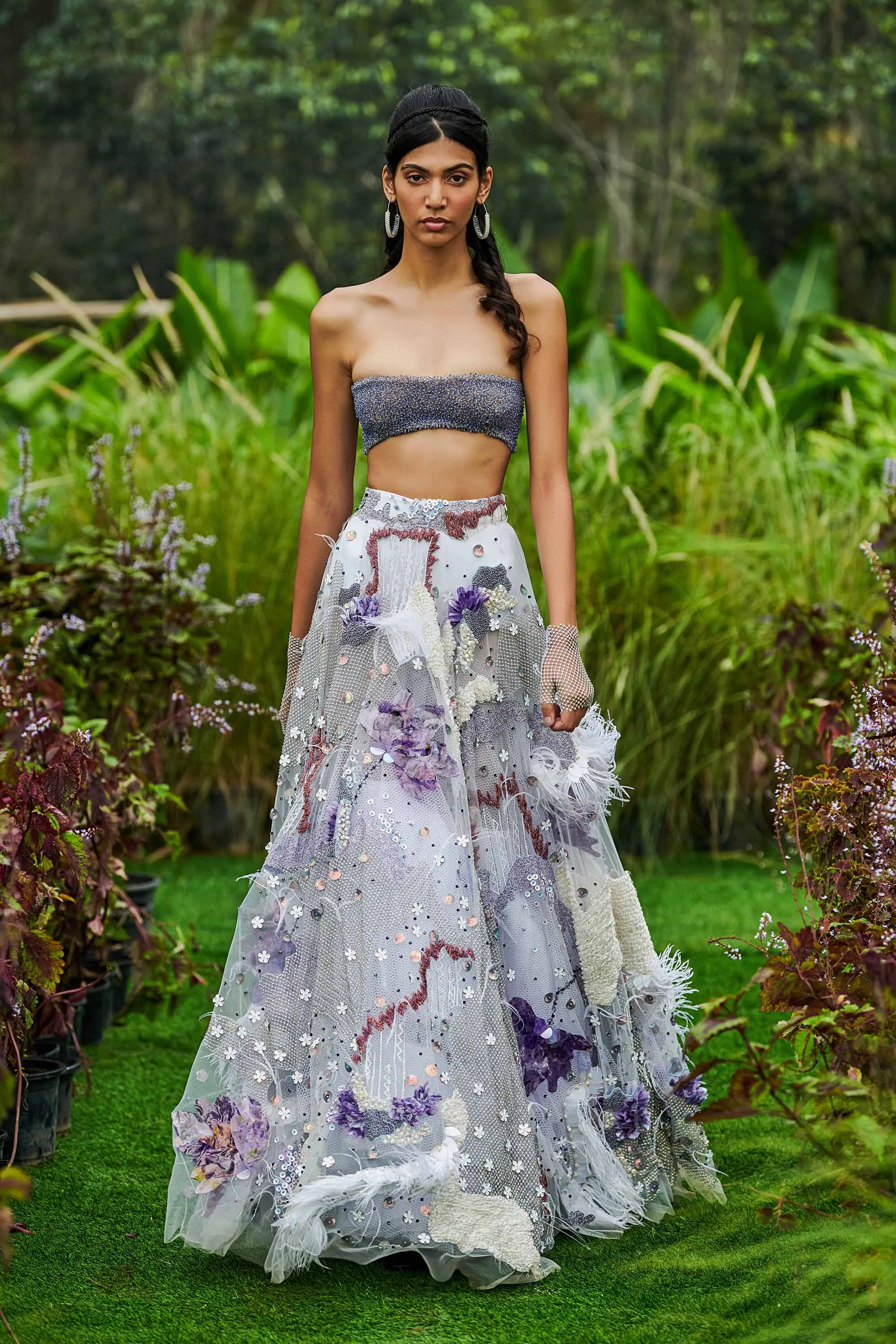 Periwinkle Elysian Lehenga with Embellished Blouse
