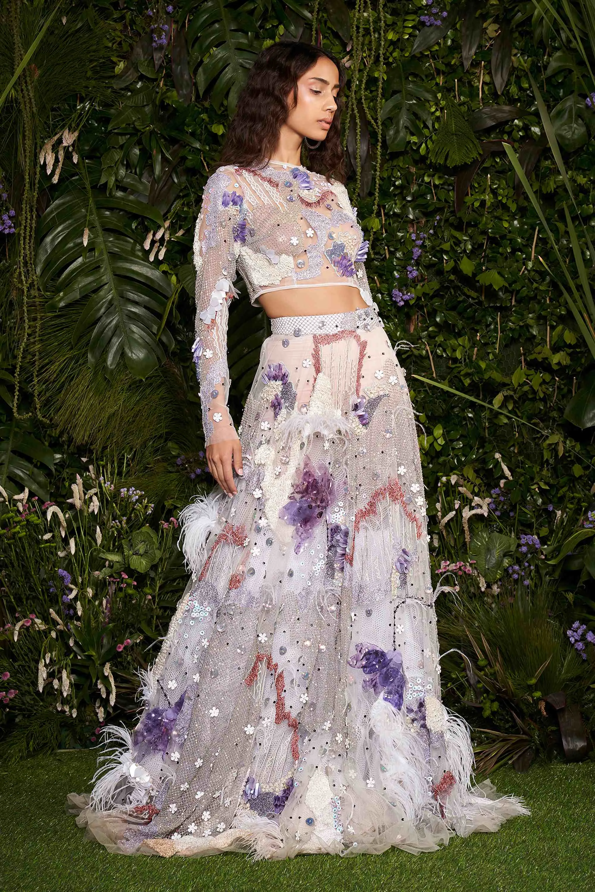 Periwinkle Elysian Lehenga with Embellished Blouse