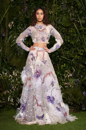 Periwinkle Elysian Lehenga with Embellished Blouse