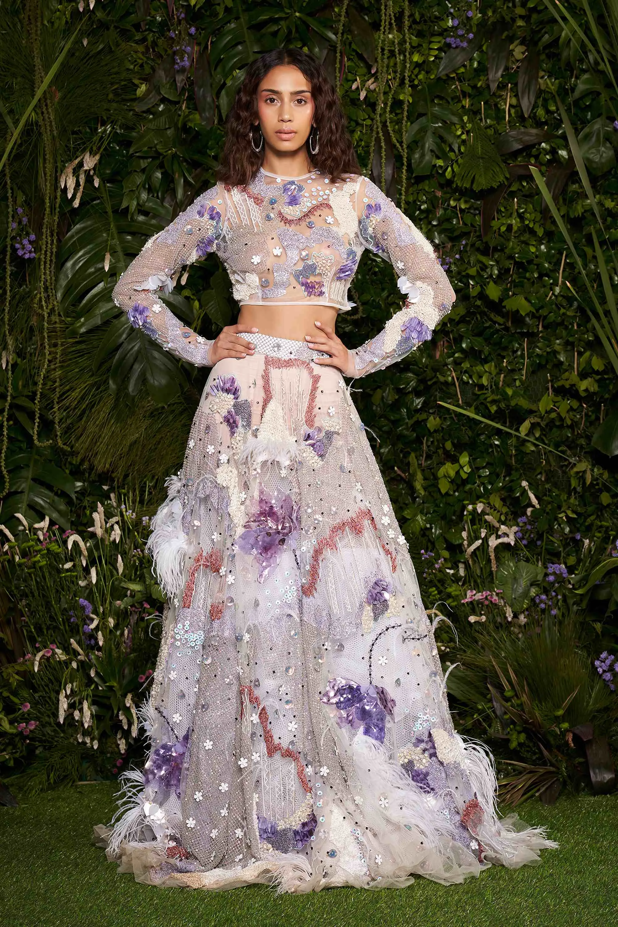 Periwinkle Elysian Lehenga with Embellished Blouse