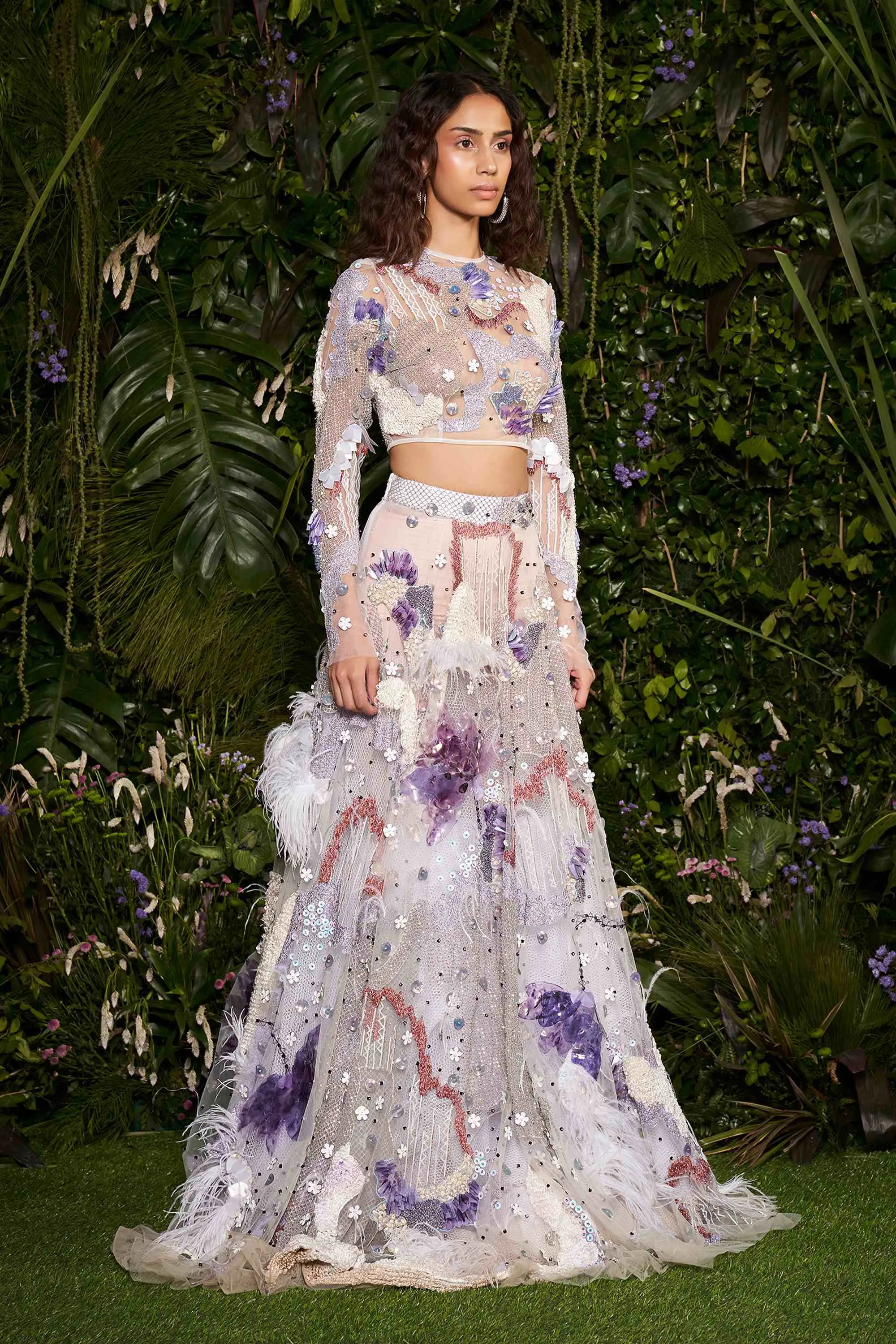 Periwinkle Elysian Lehenga with Embellished Blouse