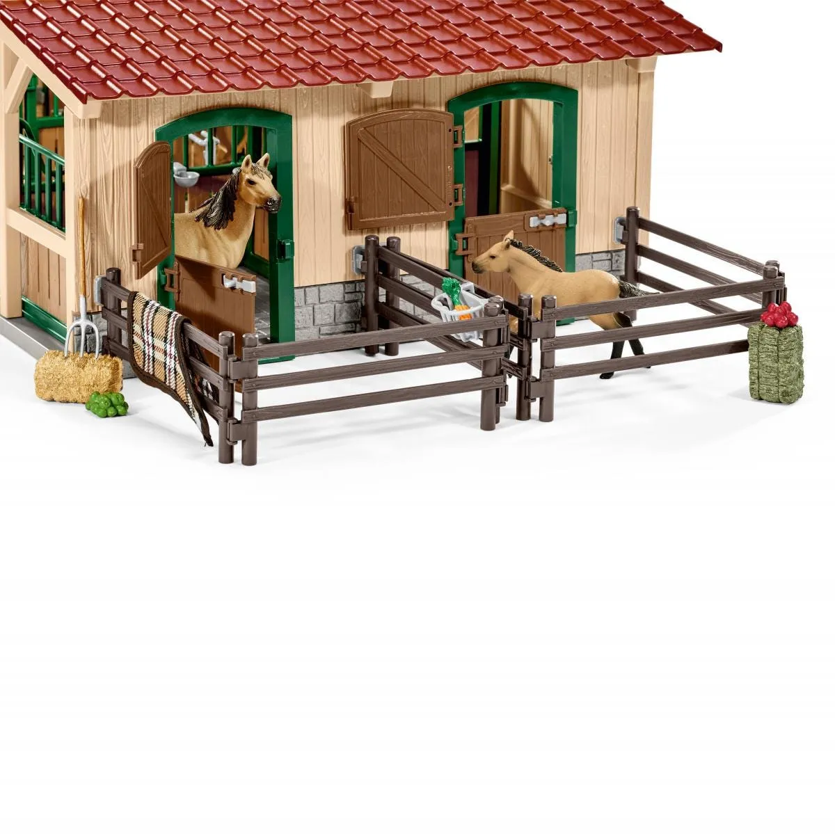 Stable with horses and accessories