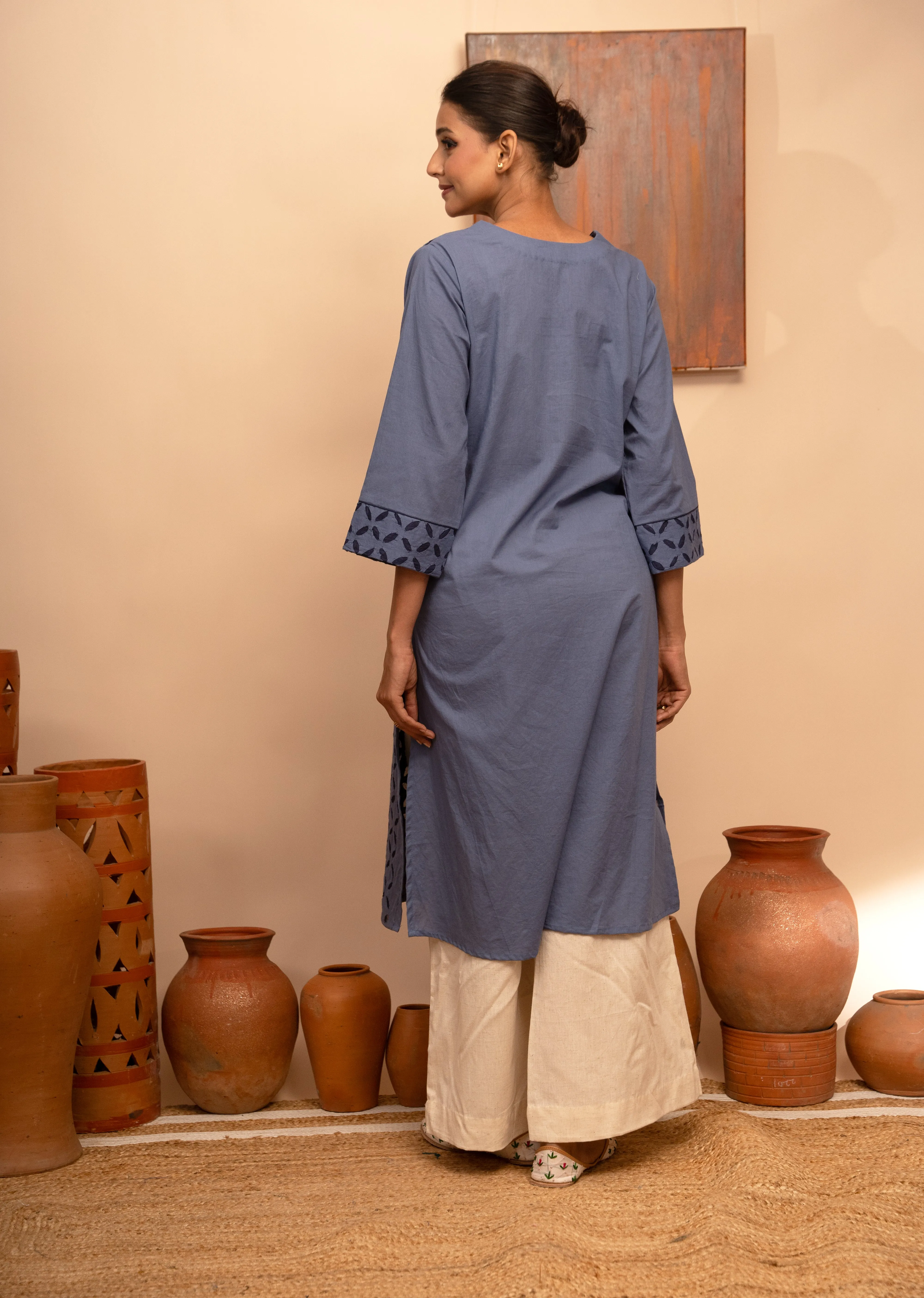 Womens Handcrafted Appliqu Regular Fit Kurta
