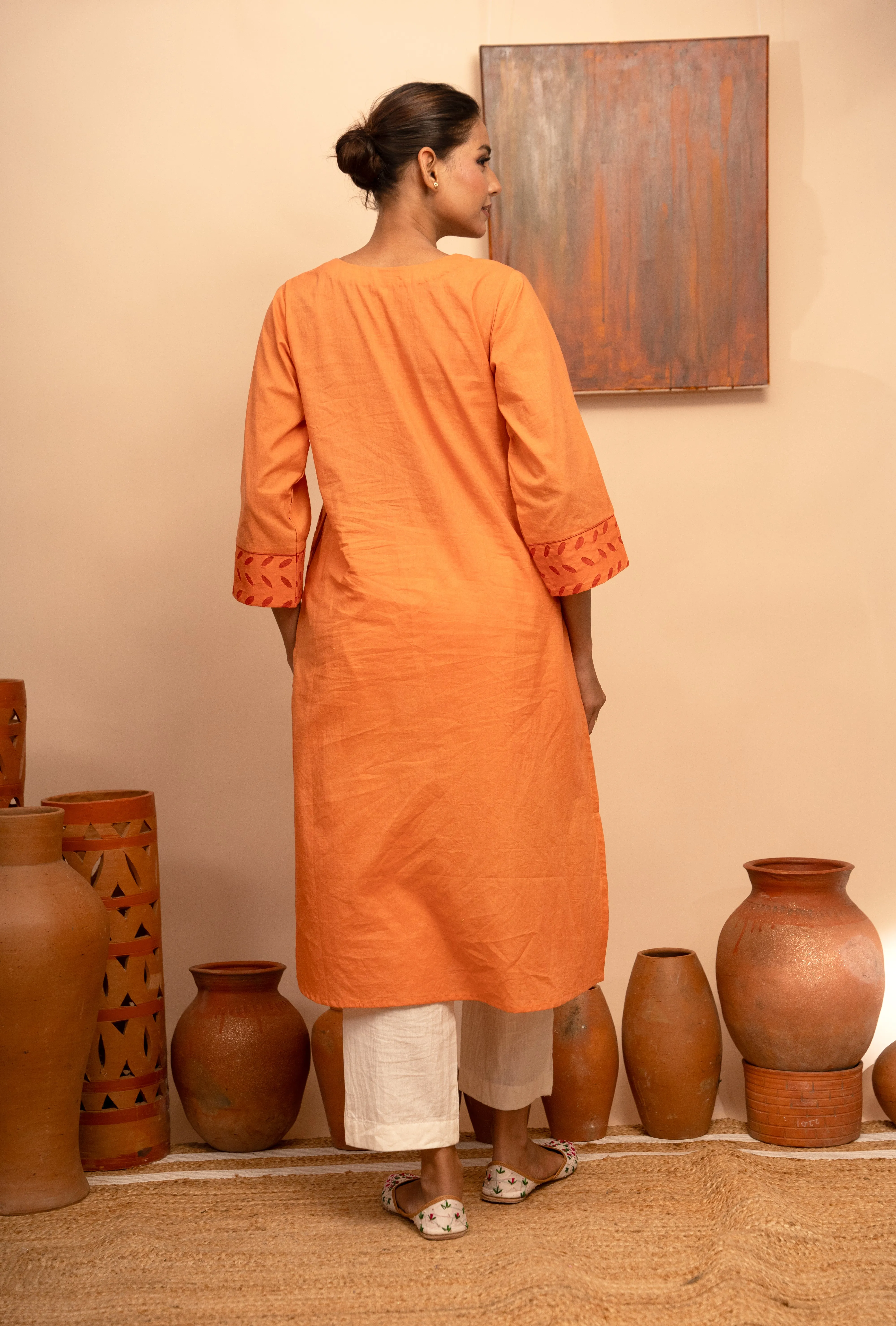 Womens Handcrafted Appliqu Regular Fit Kurta