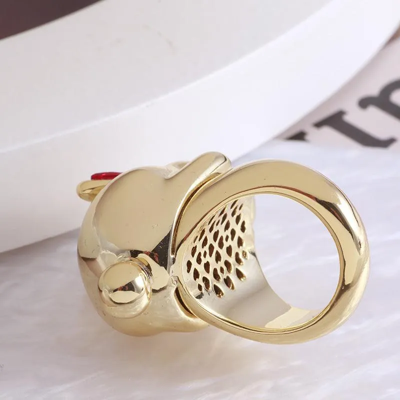 Women's Metal Smooth Face Wealth Rabbit Ring