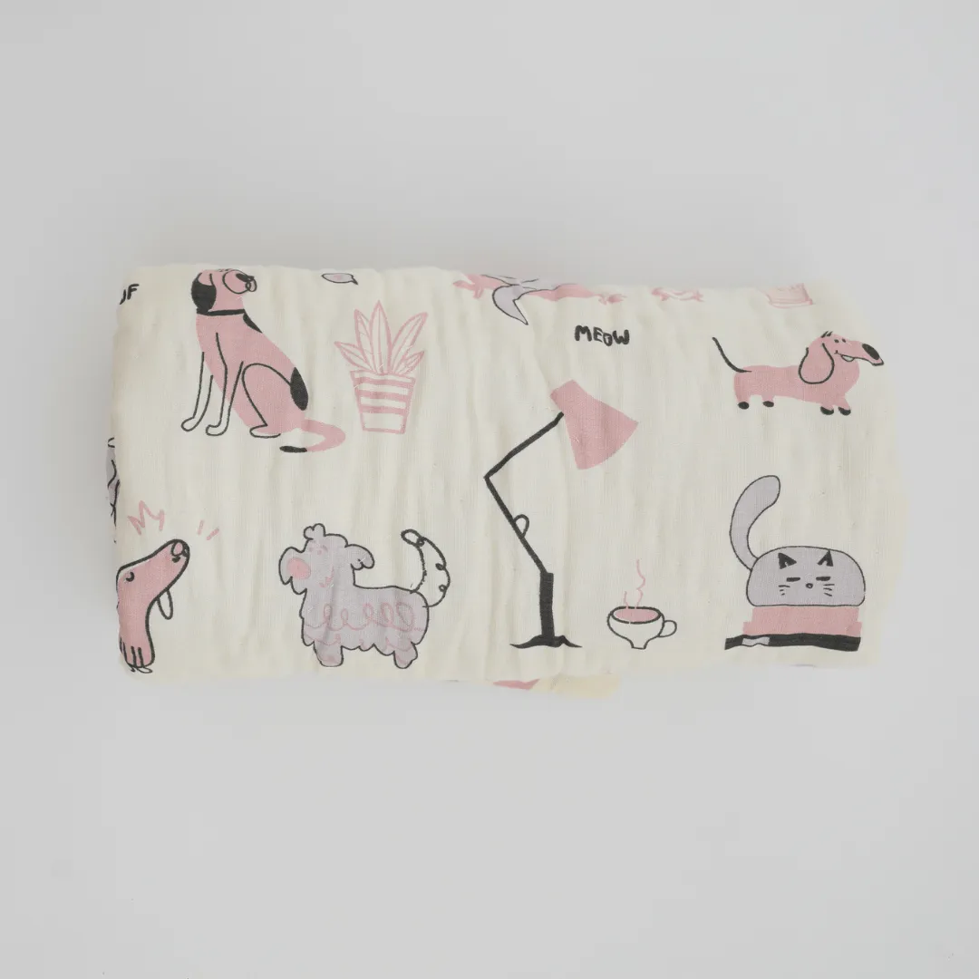 Woofles & Purrito Handcrafted Muslin Baby Quilt